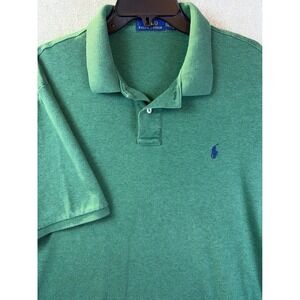 Polo Ralph Lauren Polo Shirt Mens XXL Green Short Sleeve Ribbed Cuff Pony Logo